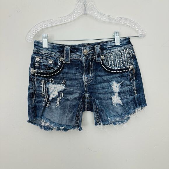 Miss Me Pants - Miss Me Jeweled Cut Off Denim Shorts Women’s Size 25